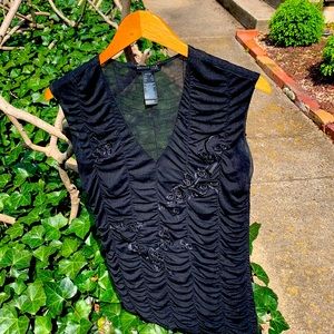 Kenneth Cole NWOT Ruched Sheer Blossom Top PS